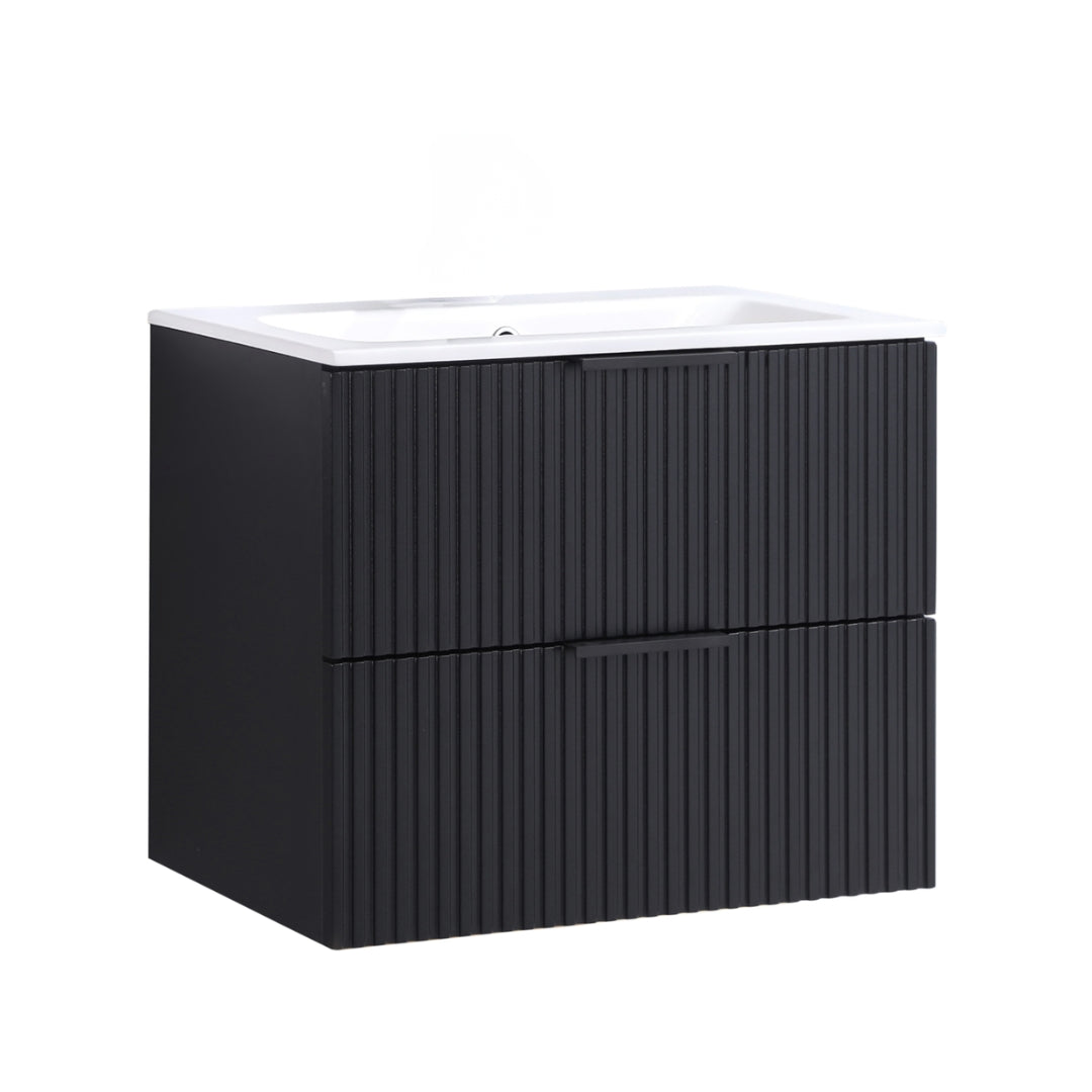 ORLO II Waschtischunterschrank 60cm Schwarz mit Softclose & Metallgriff