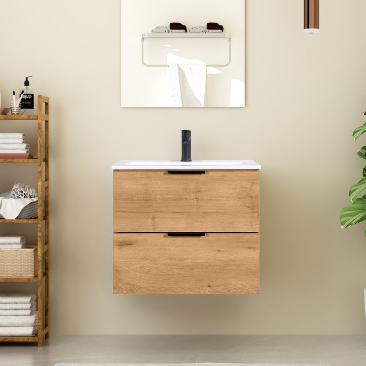 Lavabo ORLO 60cm 2 en chêne à fermeture amortie avec poignée