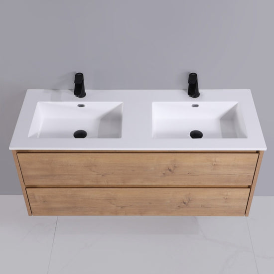 Urbo Waschtischunterschrank 120cm Eiche mit Softclose & integrierten Griffleisten